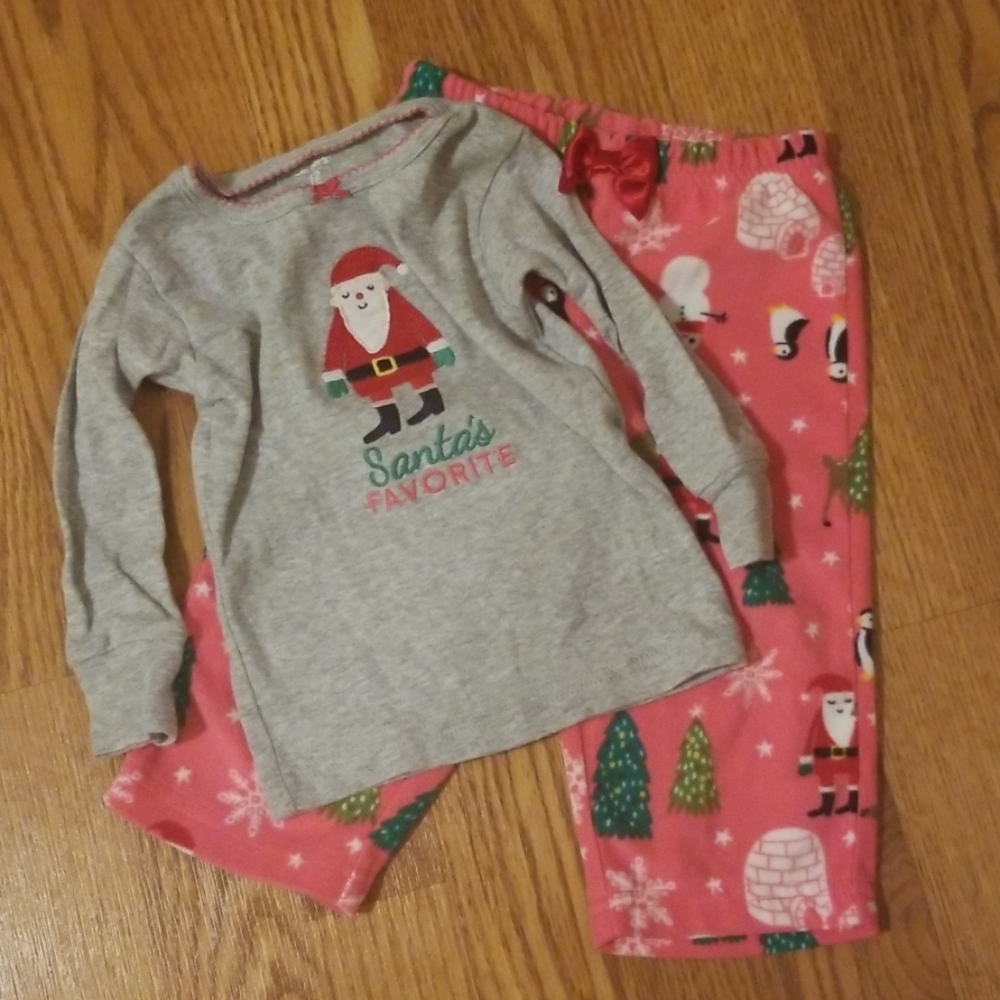 Girl's 12 month fleece Santa pajama set